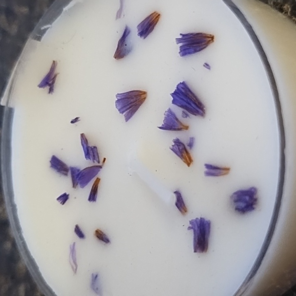 Real Lavender Scented Candle with real petals